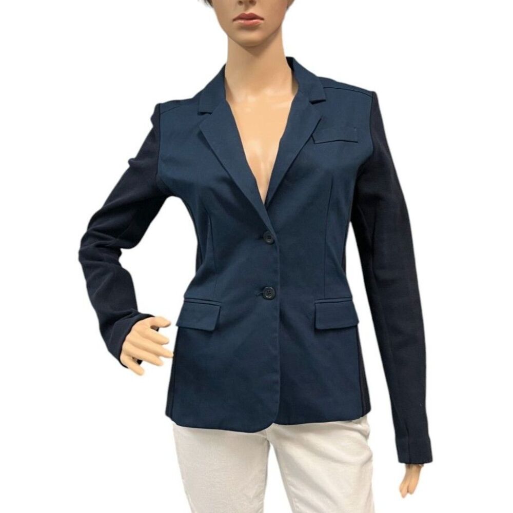 AMINA RUBINACCI Napoli Italian Two Toned Navy Blue Blazer Cotton Designer Sz 44
